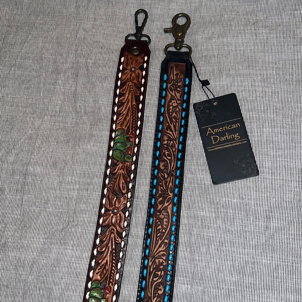 American darling tooled leather purse straps